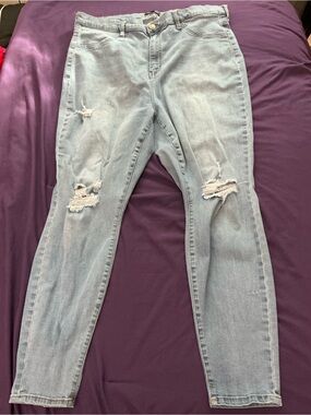 Fashion Nova Light Blue Ripped Skinny Jeans